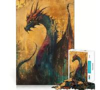 Puzzle del Drago Dorato Antico,1000 pezzi,gioco di abilità mentale,pezzi a incastro preciso,divertimento in famiglia,attività serale (38x52cm)