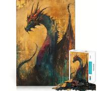 Puzzle del Drago Dorato Antico,1000 pezzi,gioco di abilità mentale,pezzi a incastro preciso,divertimento in famiglia,attività serale (50x75cm)