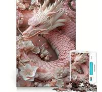 Puzzle del drago in fiore rosa da 1000 pezzi per adulti Gioco stimolante e divertente da realizzare insieme Taglio preciso Espositore artistico (38x26cm)