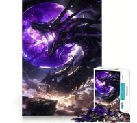 Puzzle del Drago Luna Viola per adulti, 1000 pezzi, gioco di logica fine, casual, rilassante, bordi puliti, opera d'arte (38x26cm)