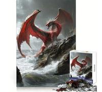Puzzle del Drago Rosso sulla Scogliera per Ragazzi, 1000 Pezzi, Gioco di Logica Chiara, Divertimento Lento, Taglio Perfetto, Sorpresa di Compleanno (50x75cm)