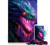 Puzzle del drago viola fiammeggiante per ragazzi, 1000 pezzi, stimola la memoria, gioco al chiuso, assemblaggio di immagini, regalo per le vacanze (38x26cm)