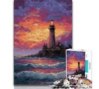 Puzzle del faro al tramonto per adulti e adolescenti, puzzle da 1000 pezzi, aiuta il cervello a esercitare i giocattoli avvincenti per coltivare la pazienza e l'interazione genitore-figlio (38x26cm)