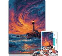 Puzzle del faro al tramonto per adulti e adolescenti, puzzle da 1000 pezzi, giocattoli da gioco stimolanti Ogni pezzo è unico Gioco stimolante e divertente per tutta la famiglia, 38x26cm