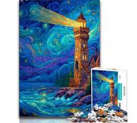 Puzzle del faro del cielo stellato per adulti e adolescenti, 1000 pezzi, aiuta il cervello a esercitare i giocattoli avvincenti per coltivare la pazienza e l'interazione genitore-figlio, 50x75cm