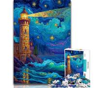 Puzzle del faro del cielo stellato per adulti e adolescenti, giocattolo educativo intellettuale decomprimente, regalo di compleanno, regali, arte murale 38x26cm