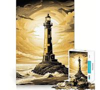Puzzle del faro giallo luminoso,1000 pezzi,gioco stimolante per la mente,incastro perfetto,intrattenimento domestico confortevole per tutti (38x26cm)