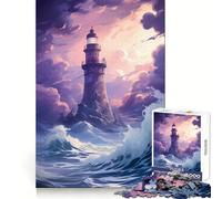 Puzzle del faro rosa per ragazzi, 1000 pezzi, gioco divertente e stimolante, decorazione murale con ritagli chiari (38x26cm)