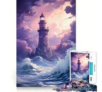 Puzzle del faro rosa per ragazzi, 1000 pezzi, gioco divertente e stimolante, decorazione murale con ritagli chiari (38x26cm)