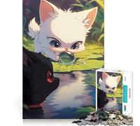 Puzzle del gatto arrabbiato che gioca con le bolle,1000 pezzi,divertente gioco di memoria,superficie liscia e senza sbavature,regalo di compleanno,rompicapo (50x75cm)