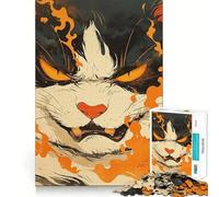Puzzle del gatto arrabbiato con aura infuocata per adolescenti,1000 pezzi,divertente gioco di memoria,superficie liscia e senza sbavature,regalo di compleanno,rompicapo (38x26cm)