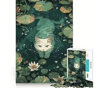 Puzzle del Gatto Bianco nel Lago,1000 pezzi,gioco di abilità mentale,incastro stabile,nessuna parte che si sposta,passatempo divertente per i lunghi weekend (38x52cm)