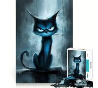 Puzzle del gatto blu arrabbiato,1000 pezzi,gioco di concentrazione mentale,tagli di precisione,bordi lisci,attività coinvolgente per serate tranquille (38x26cm)