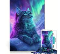 Puzzle del gatto dell'aurora boreale per adulti, 1000 pezzi, gioco per allenare la mente, rilassante e divertente, idea regalo per le vacanze (38x26cm)