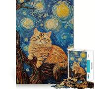 Puzzle del Gatto di Van Gogh,1000 pezzi,gioco di concentrazione mentale,design a incastro preciso,sfida interattiva per il cervello per la casa (50x75cm)