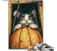 Puzzle del gatto in autunno per adulti e adolescenti, giochi divertenti Ogni pezzo è unico Gioco divertente e stimolante per tutta la famiglia (50x75cm)