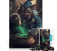 Puzzle del Gatto Mago che Prepara Pozioni per Ragazzi,1000 Pezzi,Gioco Stimolante Mentale,Pezzi Senza Sbavature,Taglio Pulito,Facile da Imparare,Divertimento per Tutta la Famiglia (38x26cm)