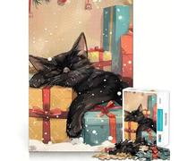 Puzzle del gatto natalizio assonnato, 1000 pezzi, per ragazzi, per migliorare la memoria, rilassante e divertente, con ritagli precisi, pezzo da collezione 38x26cm