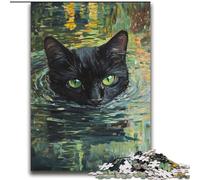 Puzzle del gatto nero nel lago per adulti e ragazzi, puzzle da 2000 pezzi, per ammazzare il tempo durante le vacanze, ogni pezzo è unico, gioco divertente e stimolante per tutta la famiglia (70x100cm)