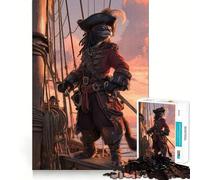 Puzzle del gatto pirata sul ponte di una nave per ragazzi, 1000 pezzi, per rafforzare la memoria, un passatempo rilassante, di qualità, ideale come regalo festivo (50x75cm)