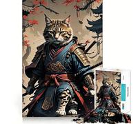 Puzzle del gatto samurai da 1000 pezzi per adulti, ideale per migliorare la memoria, alleviare l'ansia, assemblare e creare un'attività artistica (50x75cm)