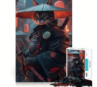 Puzzle del gatto samurai per adolescenti, 1000 pezzi, gioco per allenare la mente, rilassante, artistico, da assemblare, (38x26cm)