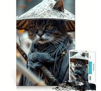 Puzzle del gatto samurai per adolescenti, 1000 pezzi, gioco per allenare la mente, rilassante, artistico, da assemblare, (38x26cm)