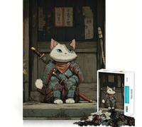 Puzzle del gatto samurai per adulti, 1000 pezzi, gioco di abilità mentale, hobby tranquillo, design, assemblaggio, regalo per le vacanze (50x75cm)