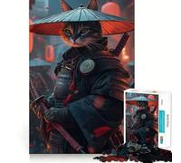 Puzzle del gatto samurai per adulti, 1000 pezzi, gioco di logica, antistress, ritaglio preciso, oggetto da collezione (38x52cm)