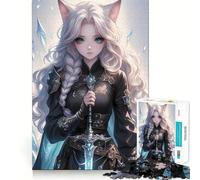 Puzzle del guerriero dai capelli bianchi con spada per adulti,1000 pezzi,gioco di memoria per allenare la mente,taglio laser per un incastro perfetto, alleviare lo stress (50x75cm)
