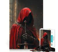 Puzzle del guerriero incappucciato rosso per adolescenti, 1000 pezzi, gioco di logica, rilassante, taglio preciso, (38x26cm)