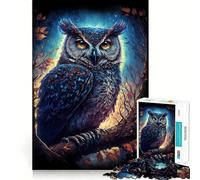 Puzzle del gufo guardiano notturno da 1000 pezzi per adulti, gioco di concentrazione e svago per la casa, bordi netti, regalo di Babbo Natale (38x26cm)