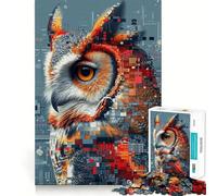 Puzzle del gufo pixelato per ragazzi, 1000 pezzi, gioco stimolante e rilassante, taglio preciso, 38x26cm