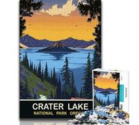 Puzzle del lago Crater per adolescenti, difficili da completare ma divertenti e divertenti, con poster abbinato e foglio di quiz 75x50cm