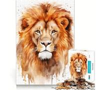 Puzzle del leone ad acquerello per adulti,1000 pezzi,gioco di memoria per allenare la mente,taglio laser per un incastro perfetto, alleviare lo stress (38x26cm)