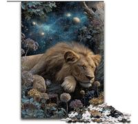 Puzzle del leone addormentato per adulti, 1000 puzzle, antistress per ammazzare il tempo durante le vacanze, con poster abbinato e foglio di quiz (26x38cm)