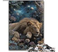 Puzzle del leone addormentato per adulti, antistress per ammazzare il tempo in casa con poster abbinato e foglio di quiz (70x100cm)