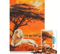 Puzzle del Leone Bianco al Tramonto,1000 pezzi,gioco creativo per sviluppare le capacità cognitive,componenti robusti e facili da tagliare,ideale da portare in viaggio,gioco per allenare la mente