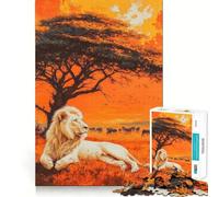 Puzzle del Leone Bianco al Tramonto,1000 pezzi per ragazzi,divertente gioco di memoria,facile da realizzare,senza cuciture,rilassante,per attività di gruppo al chiuso (50x75cm)
