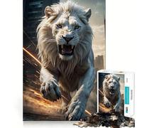 Puzzle del Leone Bianco da 1000 pezzi per adolescenti,stimola la mente,divertente,senza spazi vuoti,incastro perfetto,piacevole svago per interni (50x75cm)