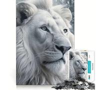 Puzzle del leone bianco fantasy per ragazzi,1000 pezzi,stimolante per la mente,divertente,con componenti robusti e ben definiti,un'attività di gruppo emozionante (38x26cm)