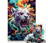 Puzzle del Leone Colorato per Ragazzi, 1000 Pezzi, Gioco Cognitivo, Hobby Silenzioso, Bordo Premium, Regalo di Natale 38x26cm