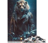 Puzzle del leone del club motociclistico, puzzle rettangolare di alta qualità in carta riciclata al 100%, per bambini e bambine, regali di Natale, 1000 pezzi (26x38 cm)