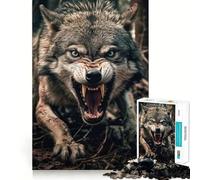 Puzzle del Lupo Arrabbiato 1000 pezzi Gioco di Stimolazione e Pensiero Incastro Tenue Nessun Pezzo Si Perde Sfida Interattiva per la Mente a Casa (38x26cm)