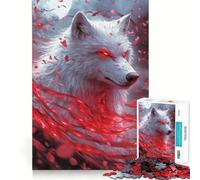 Puzzle del Lupo Bianco dagli Occhi Rossi per Adulti,1000 Pezzi,Gioco di Memoria,Montaggio Sicuro e Sicuro,Gioco Significativo per Costruire Connessioni (50x75cm)