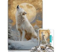 Puzzle del lupo bianco ululante per adolescenti 1000 pezzi, aiuta il cervello ad allenare i giocattoli avvincenti per coltivare la pazienza, un'opera d'arte (75x50cm)