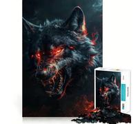Puzzle del Lupo Nero Selvaggio e Malvagio per Adulti,1000 Pezzi,Gioco Stimolante per la Mente,Pezzi a Incastro Perfetto,Pezzi Precisi,Rilassante Attività di Gruppo al Chiuso (38x26cm)