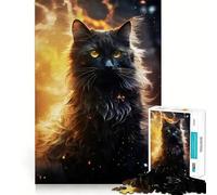 Puzzle del mistico gatto nero per adulti, 1000 pezzi, gioco di intelletto, divertimento rilassante, taglio preciso, lista dei desideri di Babbo Natale (50x75cm)
