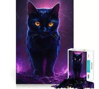 Puzzle del mistico gatto nero per adulti, 1000 pezzi, gioco di intelletto, divertimento rilassante, taglio preciso, lista dei desideri di Babbo Natale (50x75cm)