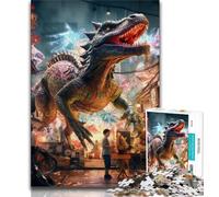 Puzzle del mondo dei dinosauri per adolescenti, puzzle da 1000 pezzi, antistress per ammazzare il tempo durante le vacanze, con poster abbinato e foglio di quiz (50x75cm)